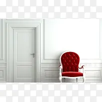 白色欧式墙壁椅子海报背景