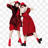 创意新年喜庆红色女装