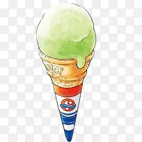 绿茶冰淇淋手绘画素材图片