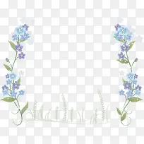 花朵蓝色花朵春天侧边装饰