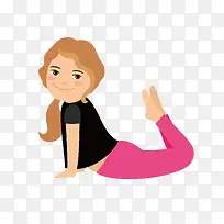 女孩卡通扁平化人物瑜伽健身