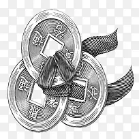 黑白条纹钱币插画