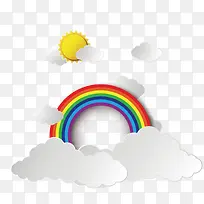 矢量彩虹和云