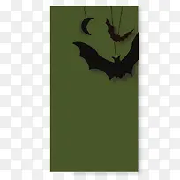 绿色蝙蝠卡片矢量素材