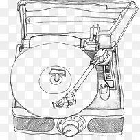 复古黑白唱片机