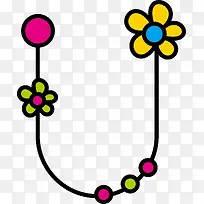 花朵字母设计矢量图U