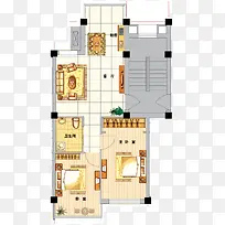 家装效果图精致两房两厅户型图