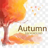 水彩秋季树木矢量素材