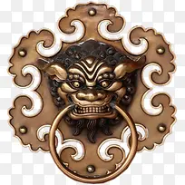 金属传统狮子雕刻门闩