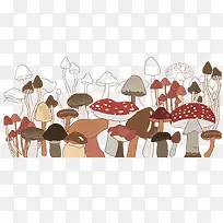 手绘风秋季的蘑菇