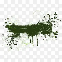 草绿色笔刷花纹