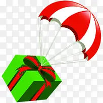 红色条纹降落伞绿色卡通礼物