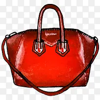 手绘女士红色手提包