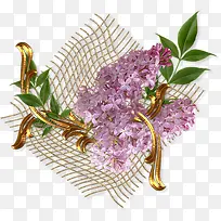 紫色花朵金属花纹装饰