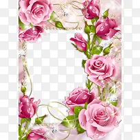 盛开的粉色玫瑰边框
