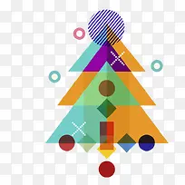 创意彩色不规则图形圣诞树免抠图