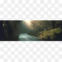 深山公路幽森背景banner