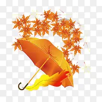 秋叶和雨伞
