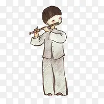 吹笛子的男生