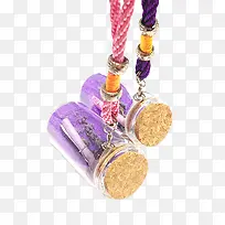 挂绳透明紫色心愿瓶软塞