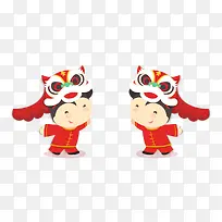 舞狮子小人
