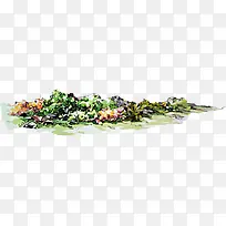 创意手绘水彩植物园林效果