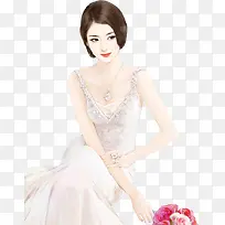手绘闭月羞花美女