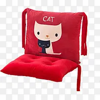 一体加厚保暖椅垫红底黑白猫