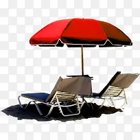 沙滩红色遮阳躺椅素材