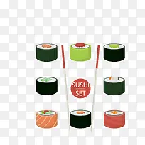 矢量彩色日本素材寿司