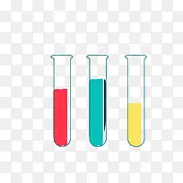 矢量红色蓝色黄色液体实验滴管