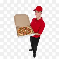 送披萨的红衣快递员