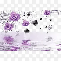 紫色玫瑰花藤倒影