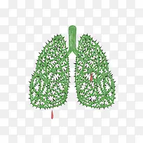 卡通绿色肺部