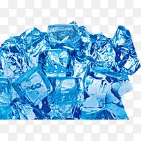 堆积蓝色透明冰块