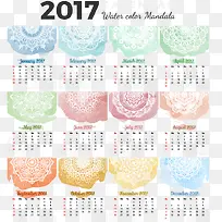 水彩花纹日历
