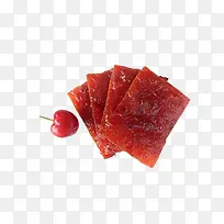 红色樱桃和猪肉脯