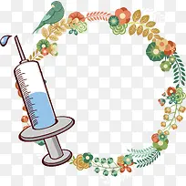 注射器护士节花环