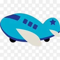 矢量手绘蓝色玩具飞机