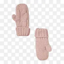 粉色毛线保暖棉手套