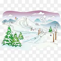 雪景冬天温暖冬素材