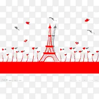 红色折纸塔
