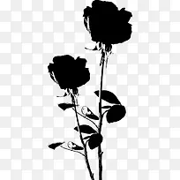手绘黑色水墨花朵图案