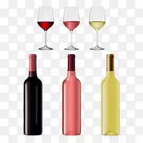 葡萄酒和酒杯设计矢量图