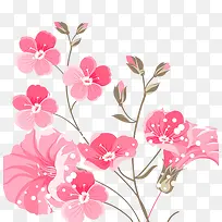 水彩艺术装饰粉红花卉