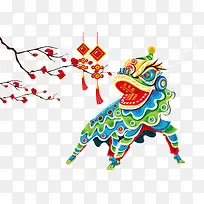 矢量图新年舞狮