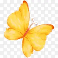 创意手绘飞舞的水彩黄色蝴蝶