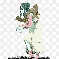 幽灵少女貂皮插画