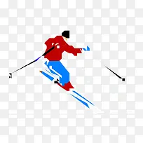 滑雪手绘画