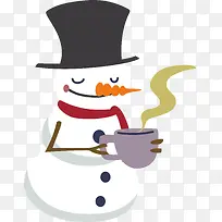 冬天热咖啡雪人